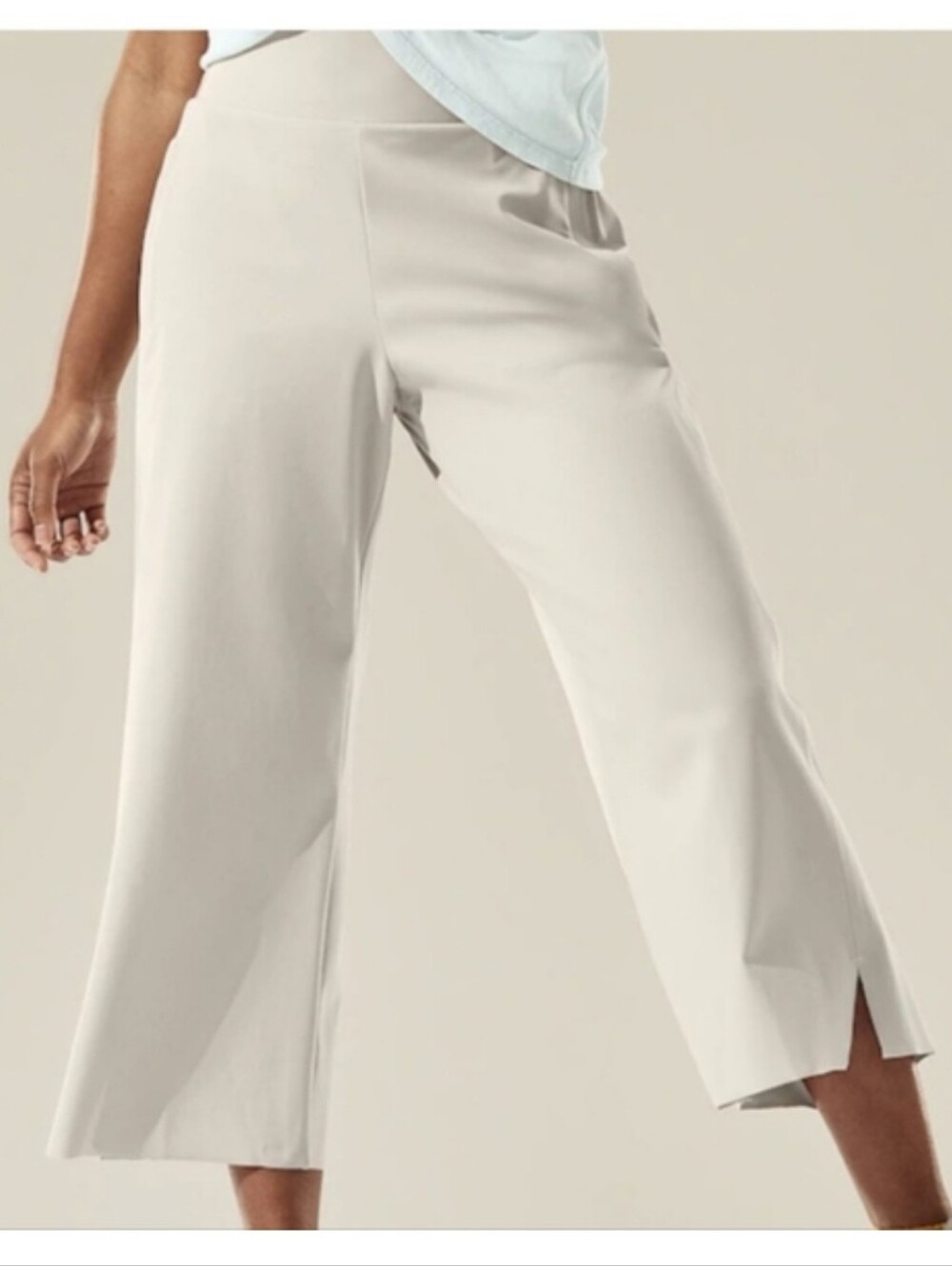Athleta Cosmic Crop Wide Leg Pants 23" Inseam Silver Gray Womens Size S Everyday
